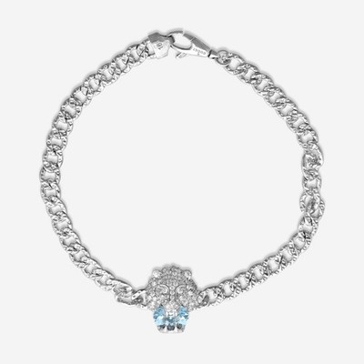 Gucci 18K White Gold Aquamarine & Diamond Bracelet YBA627698001016 MSRP $6,580