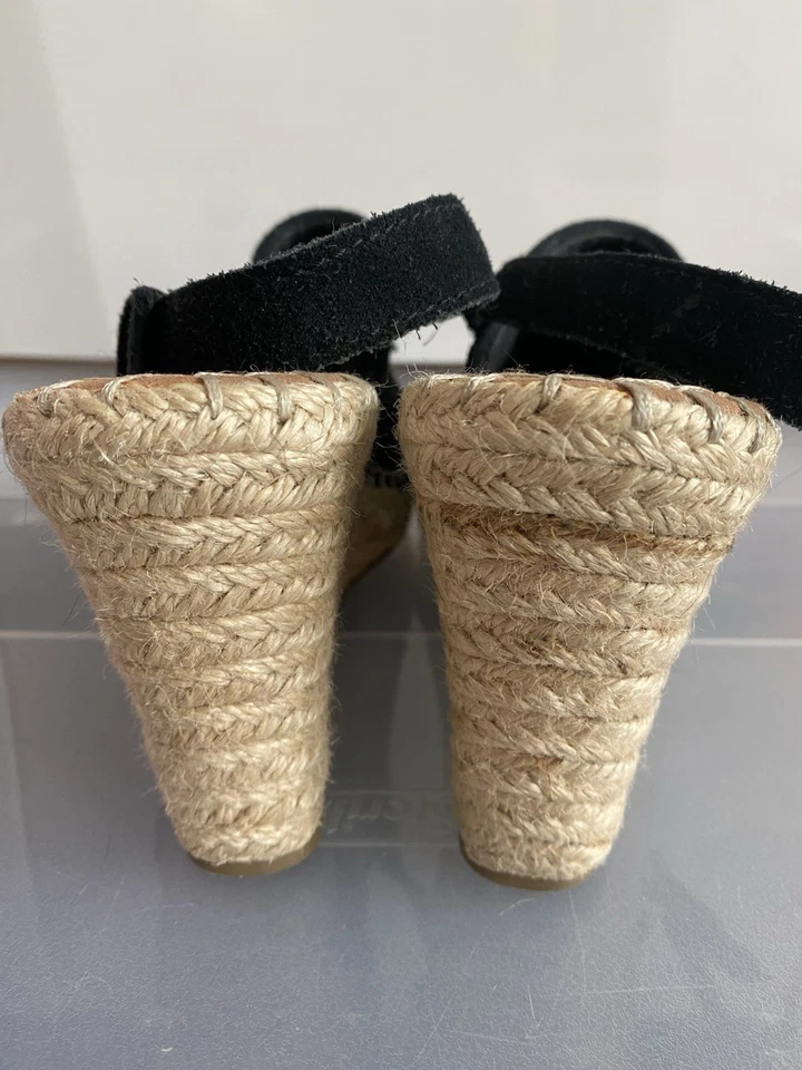 Toms Monica 厚底楔形黑色棕褐色凉鞋女式 7 码 — 第 3/4 张图片