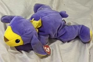 1998 TY Pillow Pal Purple & Yellow BaBa Lamb Sheep Plush 12” Stuffed Animal