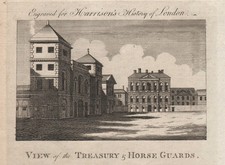 "View of the Treasury & Horse Guards", Whitehall, London. HARRISON 1776 print