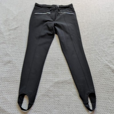 Toni Sailer Pants Womens 8 Black Softshell Ski Snow Stirrup Zip Pockets Stretch