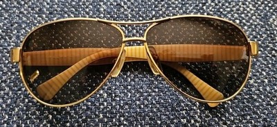 Polo Ralph Lauren Aviator sunglasses gold metal frame Brown Beautiful Vintage