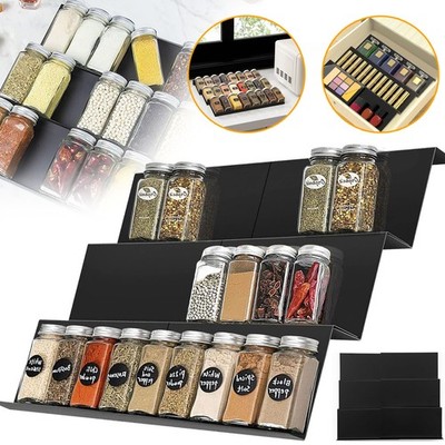 Gewürzregal Schublade, Ausziehbarer Gewürzeinsatz mit 3 Ebenen Küche Organizer