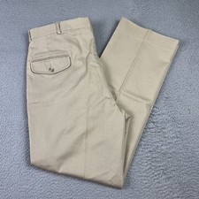 Vintage LL Bean Pants Mens 35x30 Beige Cotton Blend Canvas Trouser Made in USA