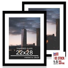 22x28 Picture Frame Set of 2, 22 x 28 Wood Poster Frames with 22x28-2Pack Black