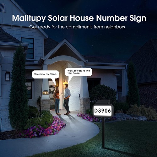 Solar House Numbers Address Sign, Tricolor & Brighter Address Plaque for Outs... - Picture 2 of 9
