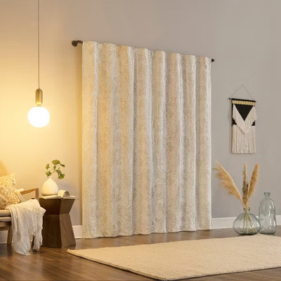 40''x63'' Sun Zero Pedra Paisley Embroidery 100% Blackout Back Tab Curtain Panel