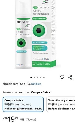 Buy 1, get 1 free! OPTASE Tea Tree Gel Eye Lid Cleansing Gel 1.7 fl oz