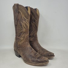 Cavender's Boots 7.5B Brown Leather Western Cowgirl Snip Toe Rodeo Ranch Cowboy