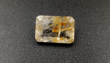 1.9Ct Natural Rutilated Quartz Faceted Cut Emerald 9.2X6.3mm Loose Gemstone W105