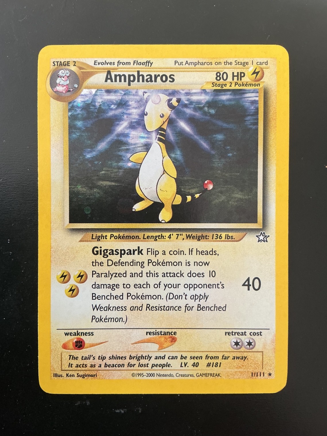 Pokemon Ampharos Neo Genesis vintage card #001/111 Wotc 2000