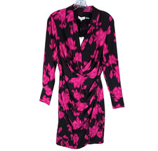 Calvin Klein Dress Sz 8 NWT Pink Long Sleeve Ruched Skirt Elegant Office ASO TV
