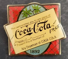 Coca Cola Vintage 1980s Mini 1 inch Lapel Pin "1892 Coca-Cola Trade Card" Pin