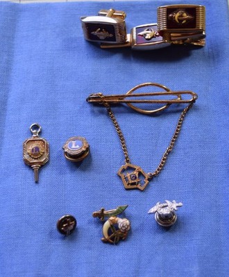 4211 Lot antique Fraternal org.  jewelry, Lions, Daughter of Nile, Masons etc.