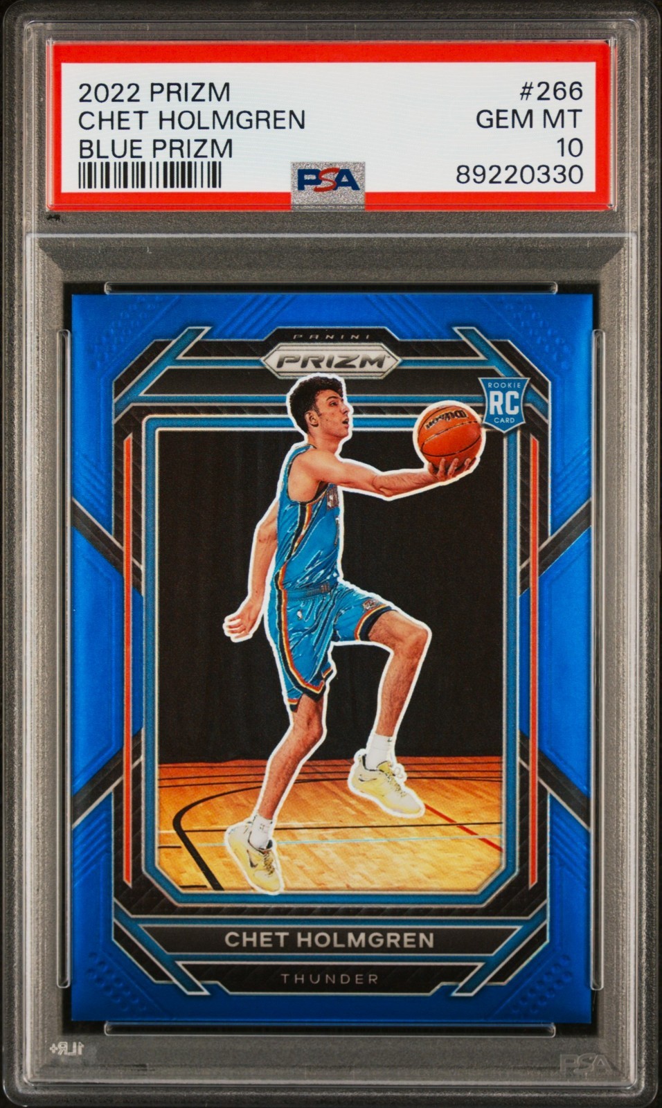 CHET HOLMGREN 2022-23 Panini Prizm #266 Blue Prizm RC /199 PSA 10 COLOR MATCH SP