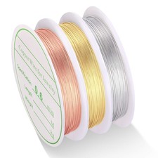 MIKIMIQI 3 Pack Jewelry Wire - 22 Gauge Tarnish Resistant Copper Beading Wire...