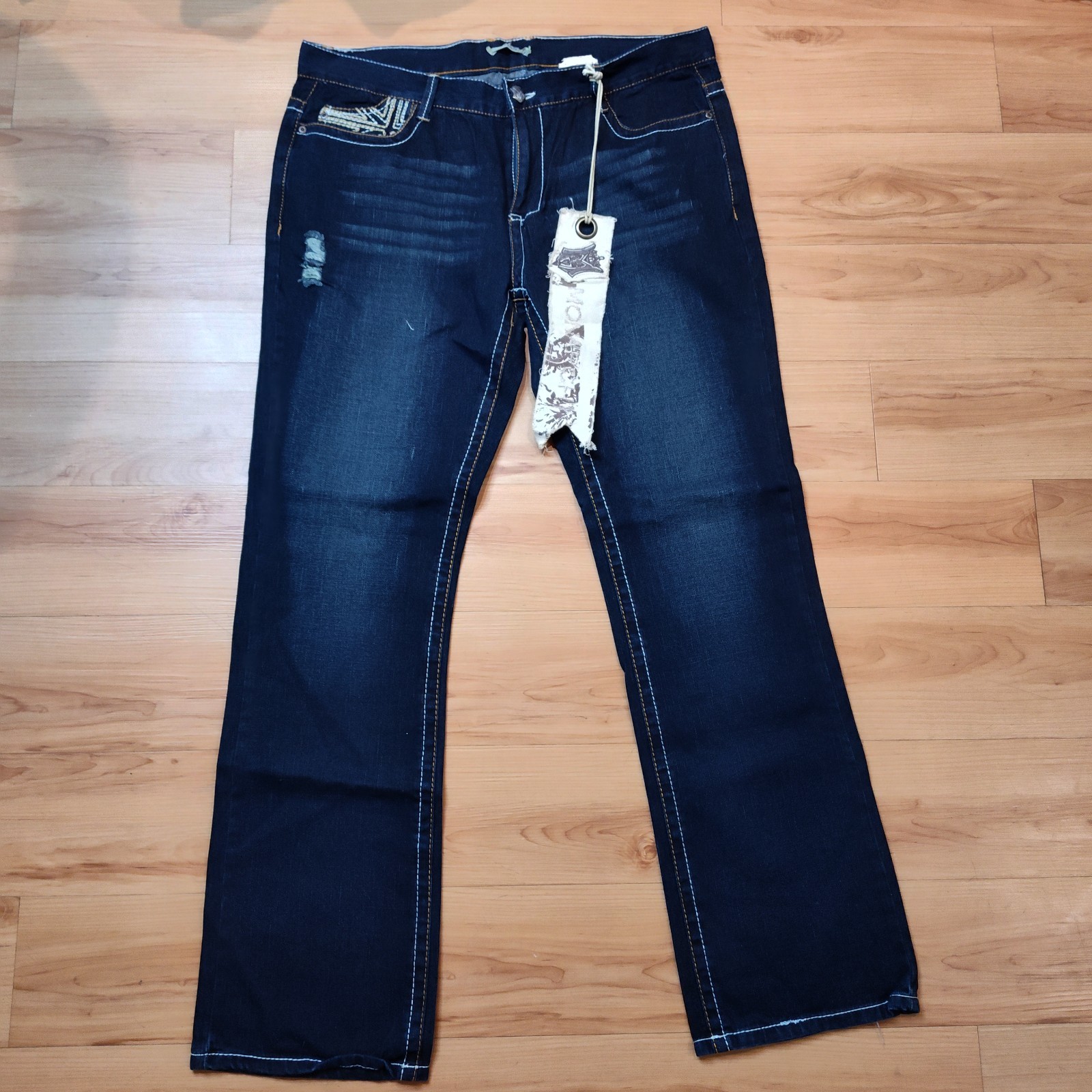 Monarchy Mens Straight Leg Jeans Blue Sz 40 X 35