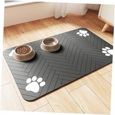 Pet Feeding Mat-Absorbent Pet Placemat for Food and Water 24"L x 16"W Dark Gray