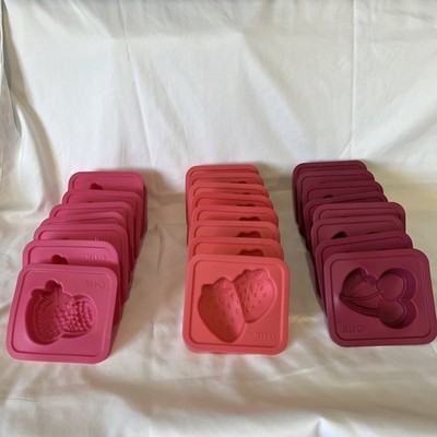 Jell-O Fruit Shaped Silicone Cherry , Strawberry, Raspberry Molds Set Of 4 EUC