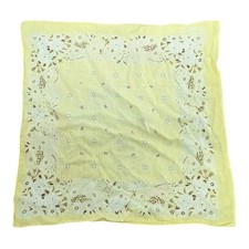 Vintage Yellow Fast Color All Cotton Bandana Handkerchief RN 14193 Flower Y