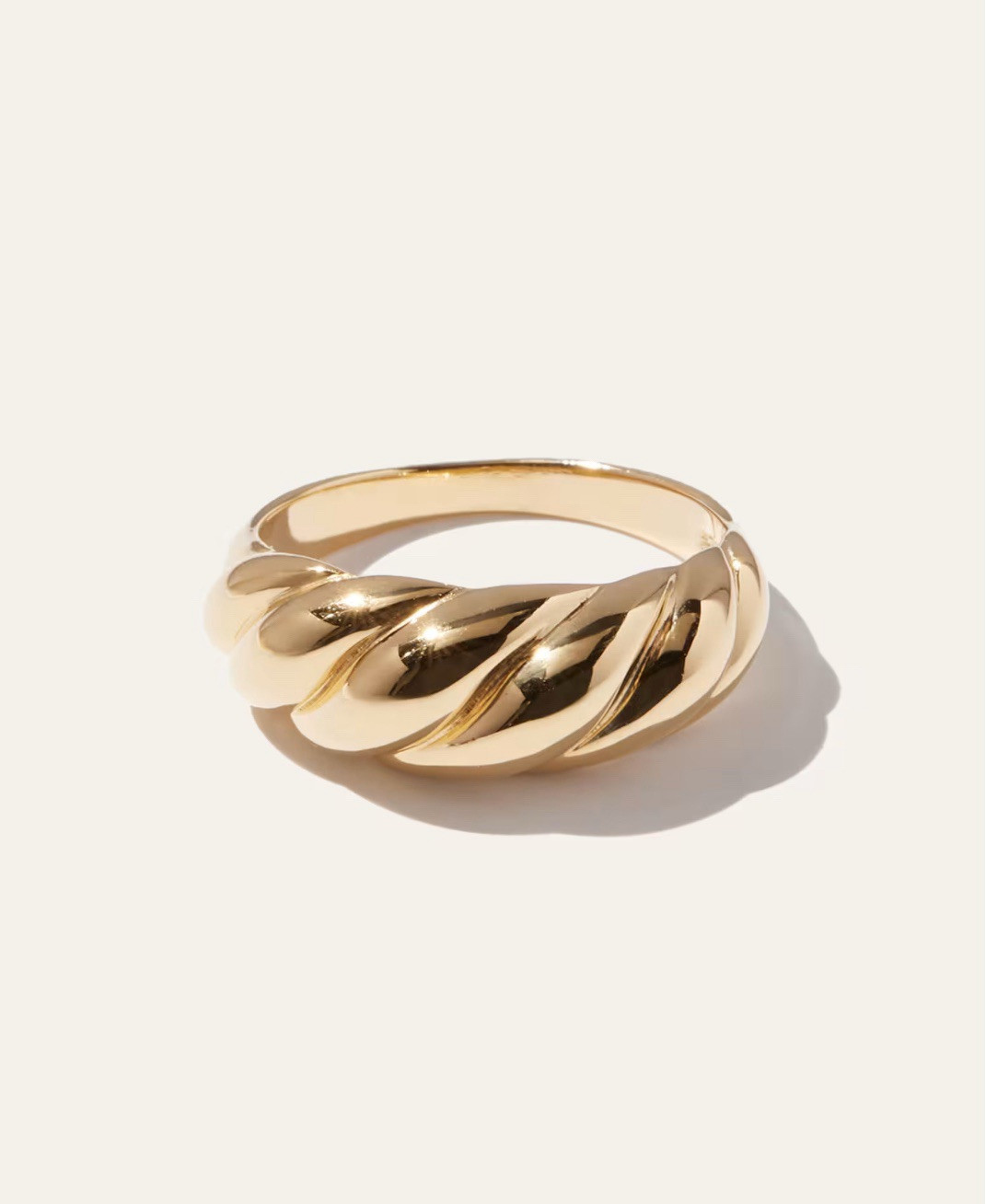 NEW Croissant Dome Ring 18k Gold Vermeil 925 Sterling Silver SZ 5.5 FREE BÉRET!