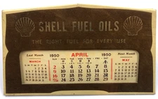 Vintage 1950 Shell Fuel Oils Desk Calendar - The Right Fuel for Every Use
