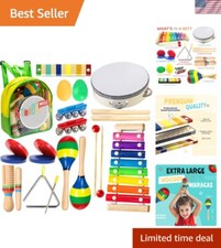 Portable Kids Musical Set - Fun 19-Piece Toy Instruments for Family Band Time