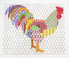 Pajamas and Chocolate Patt Colorful Rooster Handpainted Needlepoint Canvas