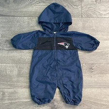 Mighty Mac Sports NFL New England Patriots 6-9m Infant Hooded Windsuit READ