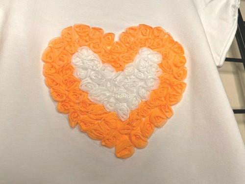 NEW NWT White/Orange RICH 3-D Super CUTE Heart PLUSH Top/Shirt Size 5Y, 6Y or 6X - Picture 8 of 11