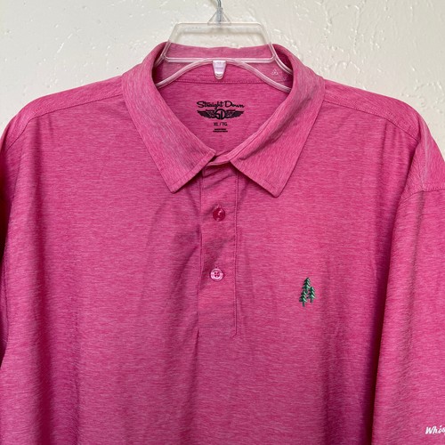 Straight Down Shirt Mens XL Pink Polo Short Sleeve Golf Whispering Pines - Picture 7 of 13