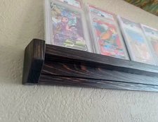 Premium Redwood Trading Card Display Shelf - PSA slabs, Top Loader, Desk Or Wall
