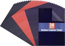 Carbon Paper for Tracing Graphite 10 Sheets Red,10 Sheets Blue,10 Sheets Black