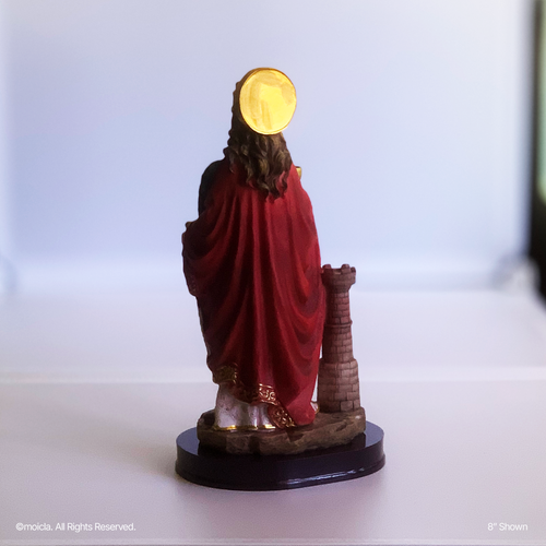 Saint Barbara Resin Statue – 8" Catholic Figurine | Santa Barbara - Picture 3 of 5