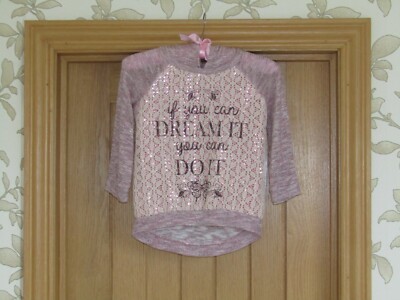 Knit Works L.A. Mädchen rosa Pailletten Glitzer Spitze Feinstrick Kapuzenpullover 28'' ch