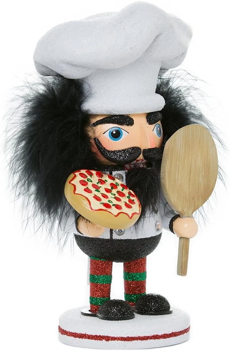 8-Inch Hollywood Pizza Guy Nutcracker, White