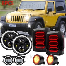 For Jeep Wrangler Jk 07 7 Inch Led Headlights Tail Lamps Fog Turn 8pcs Combo For Jeep Wrangler Jk 07 7 Inch Led Headlights Tail Lamps Fog Turn 8pcs Combo