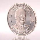President Barack Obama "CHANGE" 2009 1oz 999 FINE Silver art bar round C2823