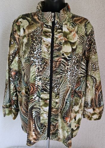 Erin London Womens Jacket Coat Size XL Multicolor Animal Prints Floral