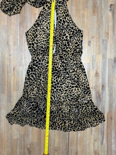 RIXO London Leopard Print Mini Dress Size XS lNeck Tie Sleeveless Ruffle - Picture 11 of 14