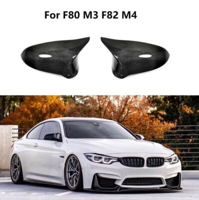 Real Carbon Fiber Mirror Cover Caps Replacement For BMW F80 M3 F82 M4 2014-2019