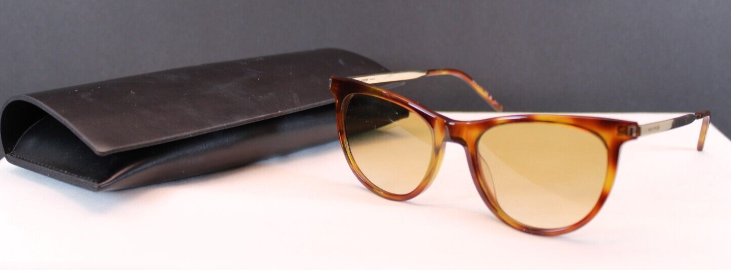 Occhiali da sole donna Saint Laurent tartaruga morbidi occhio di gatto custodia pelle orecchio oro