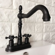 Black Finish Brass Swivel Spout Bathroom Basin Faucet Kitchen Sink Taps 2hg079