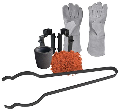 Sand Casting Set 4.4 Lbs Delft Clay Mold Flask Frame 1 Kg Crucible Tongs Gloves