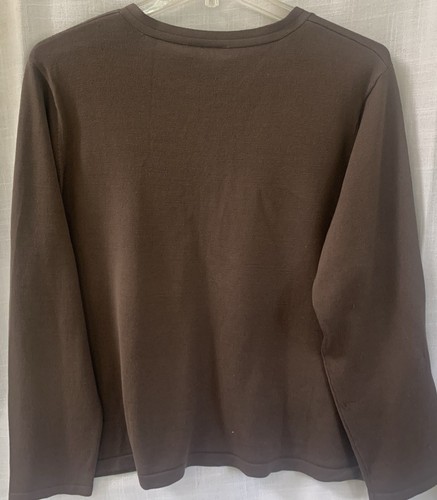 Talbots Woman sweater set 2 pc. brown 1X cardigan+sh sleeve X shell, 85% silk - Picture 14 of 15