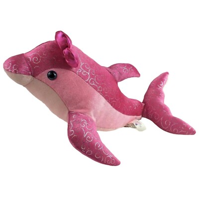 Aurora Pink Sparkly Dolphin Plush Stuffed Animal 13