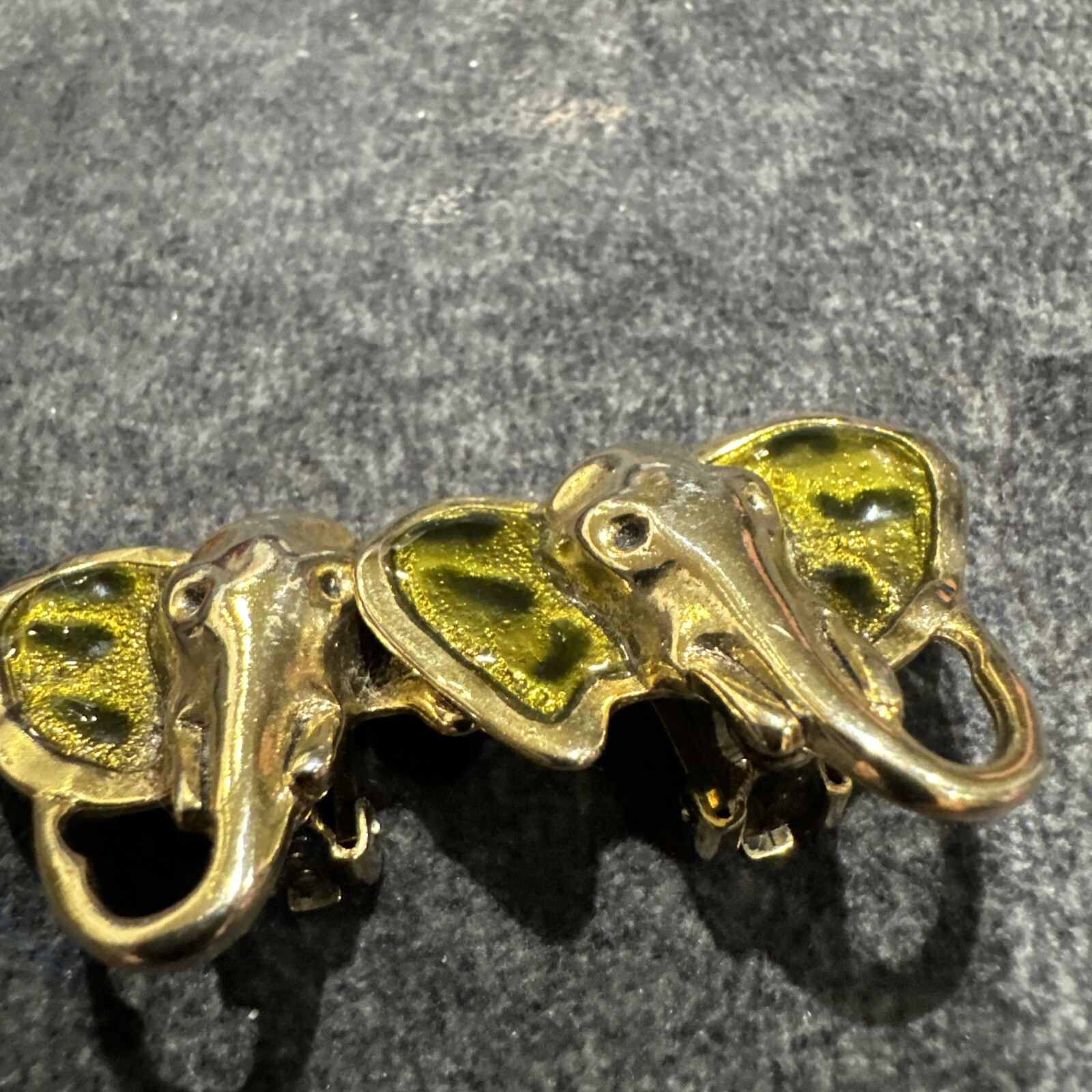 Vtg Statement Elephant Head. Clip Earrings Enamel - image 2