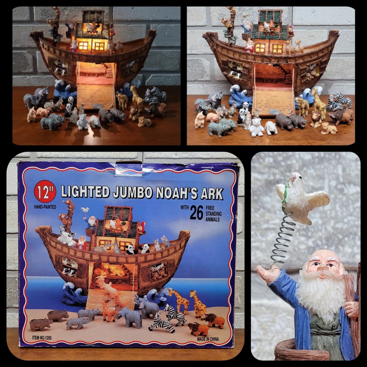 Noah's Ark Lighted Holiday Christmas Display - HAND PAINTED + 26