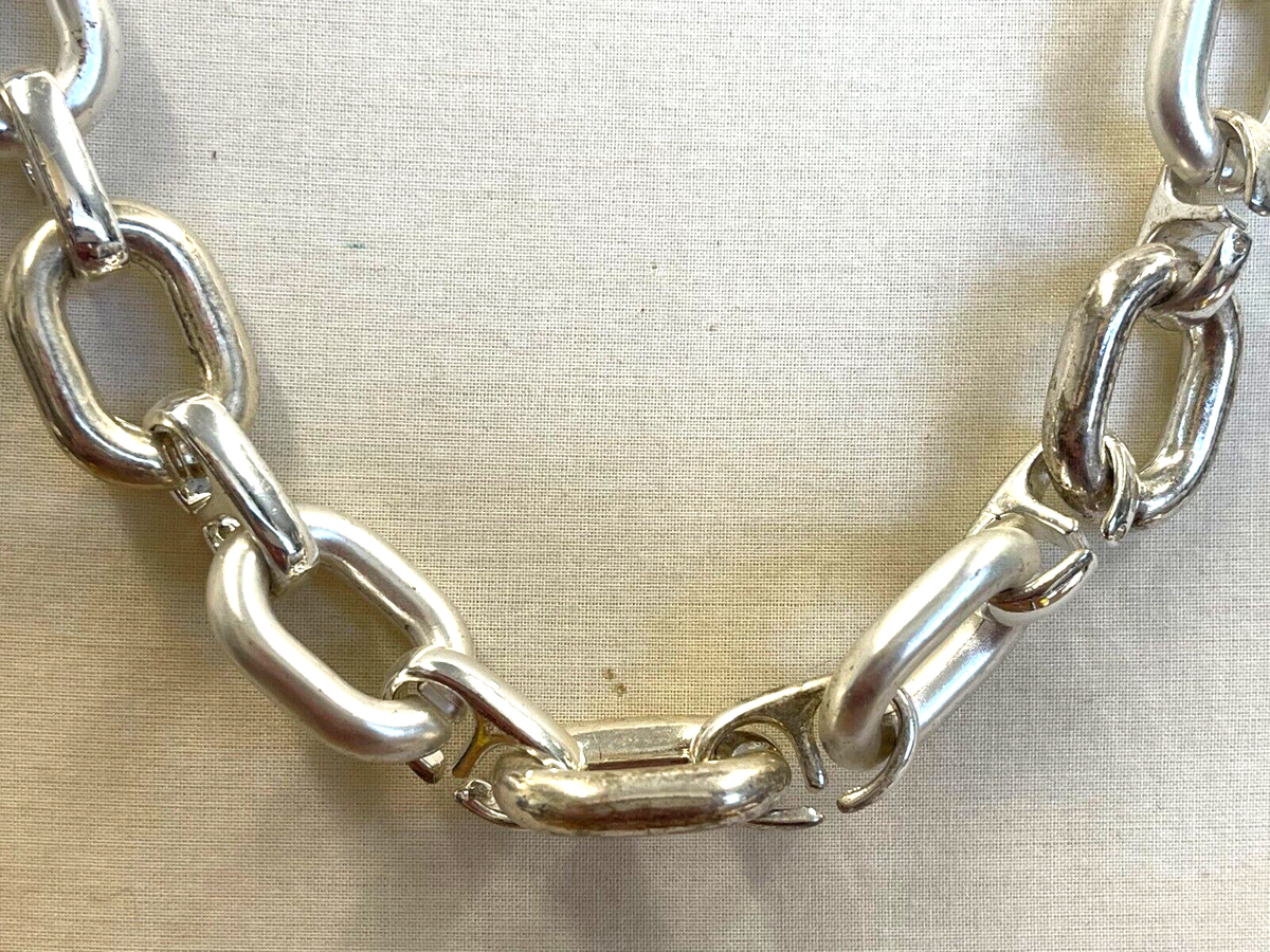 Two Tone Silver Link Style Silver Tone Necklace | eBay