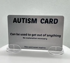 Autism Card | Plastic Silver Autism Card For Your Wallet | Autism Gift